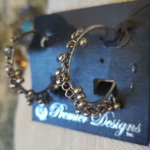 Premier Designs Hoops with Balls Earrings